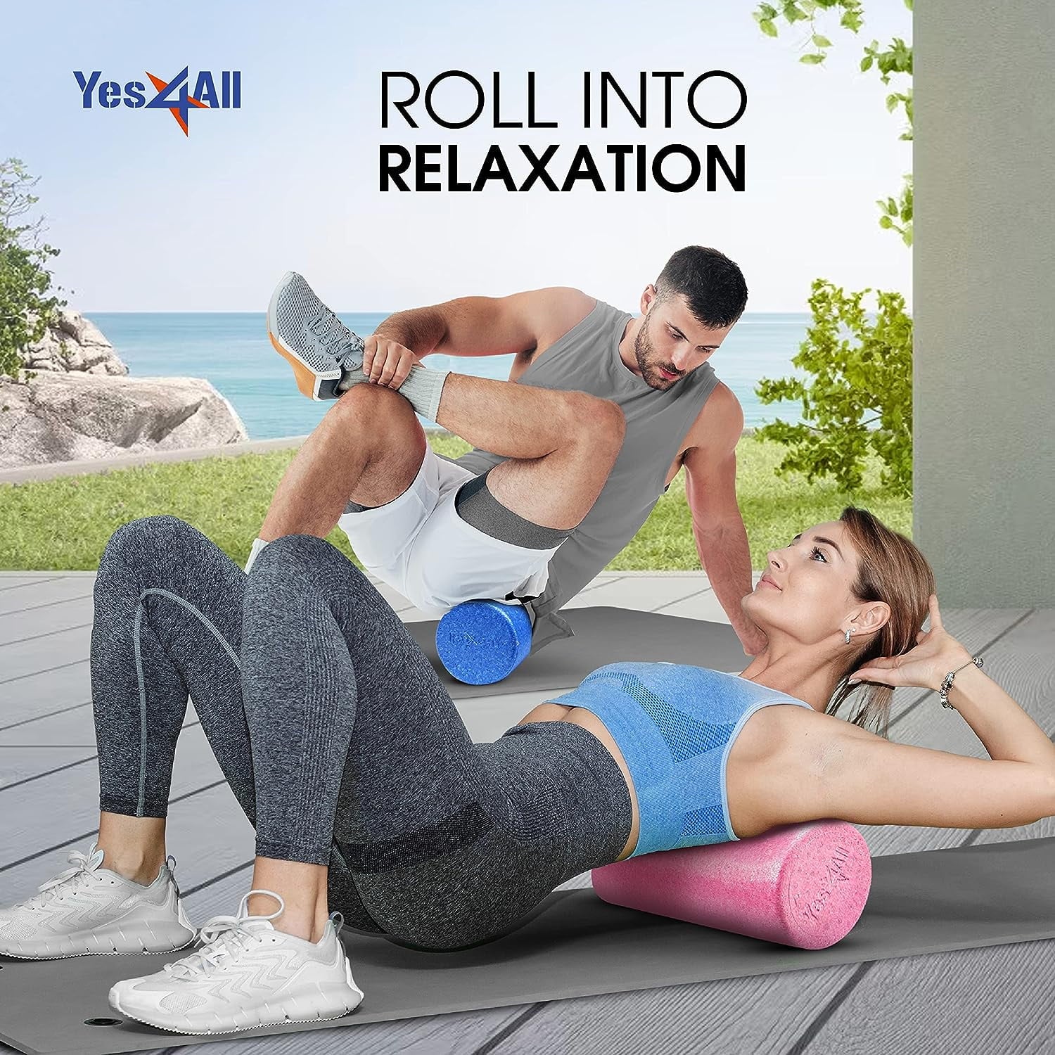 36-Inch EPP Foam Roller in Blue for Exercise and Recovery